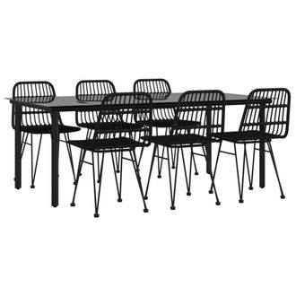 Berkfield Home Beautiful 7 Piece Garden Dining Set Black Poly Rattan
