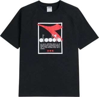 Diadora Urbanity Katoen Zwart T-Shirt - Heren - T-shirts - Zwart - XL - Katoen - Tops