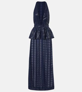 Adriana Degreas Sequined peplum maxi dress