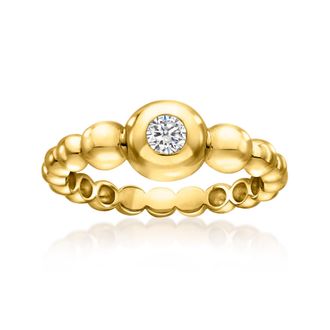 RS Pure by Ross-Simons Bezel-Set Lab-Grown Diamond Bubble Ring in 18kt Gold Over Sterling