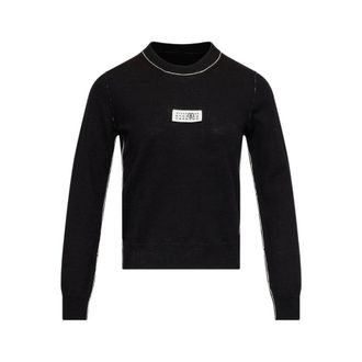 Maison Margiela Contrast-trimmed Wool Blend Knit Jumper - female - MM6 Maison Margiela - Round-neck Knitwear - Black - XS - Knitwear