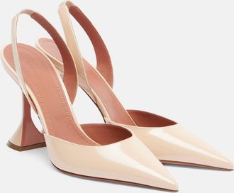 Amina Muaddi Holli 95 patent leather slingback pumps