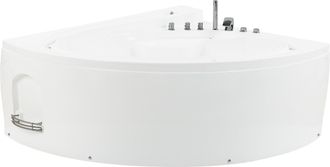 Beliani Beliani - Ba&ntilde;era De Hidromasaje De Acr&iacute;lico Sanitario Blanco Con Led Doble 206 X 164 Cm Estilo Moderno Ovalado Pelican