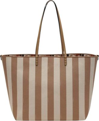 Fendi Tassen, Dames, Bruin, ONE Size, Katoen, Roll Large