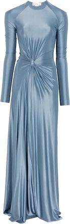 Victoria Beckham Maxi-jurk met gedraaid detail en lange mouwen - Blauw