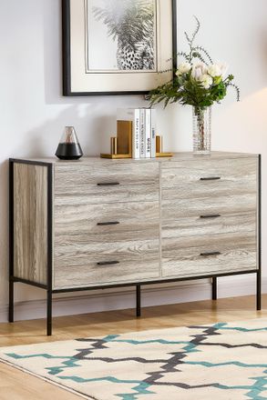 Home Discount Vida Designs Brooklyn 6 Drawer Bedside Cabinet Chest Of Drawers Storage Bedroom Furniture in Grey