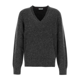 Ferragamo V-neck Knitwear, male, Gray, Size: L Alpaca Blend Charcoal Sweater