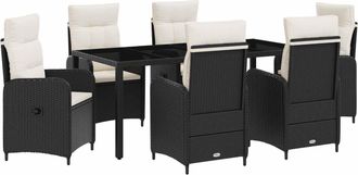 vidaXL Juego De Comedor Para Exteriores 7 Uds. Negro Y Blanco Crema Vidaxl