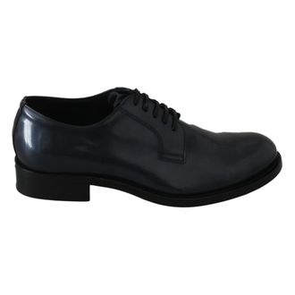 Dolce & Gabbana Elegante Blauwe Leren Derby Schoenen - Heren - Nette schoenen - Blauw - 39 EU - Leer - Schoenen