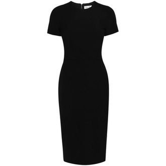 Victoria Beckham Kleedjes, Dames, Zwart, XL, Leer, Midi Kleedjes