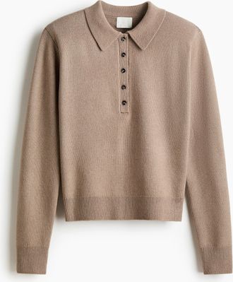 H&M Polopullover mit Schulterpolstern - Brown