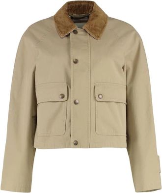 Burberry Cropped katoenen jas met ribkraag - Dames - Zomerjassen - Beige - XS - Katoen - Jassen
