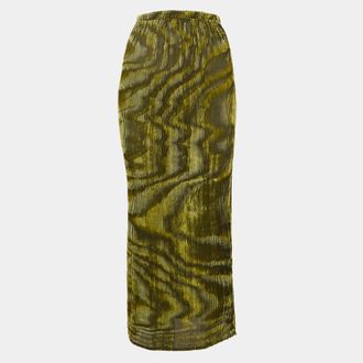 Ronny Kobo Ronny Kobo Green/black Devore Midi Jay Skirt