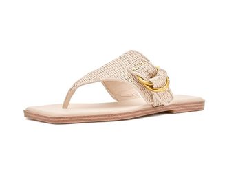 Franco Sarto L-Mavie2 Thong Sandals Womens Sandals Linen White Textured : 9.5 M, Synthetic