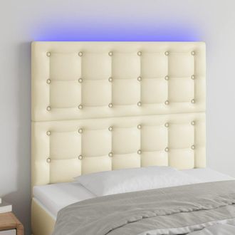 vidaXL Cabecero Con Luces Led Cuero Sint&eacute;tico Crema 90x5x118/128 Cm Vidaxl