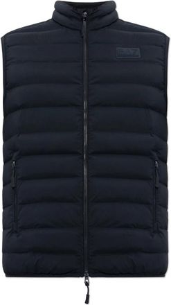 Emporio Armani Ge&iuml;soleerd Vest met Opstaande Kraag - Heren - Bodywarmers - Blauw - L - Leer - Jassen