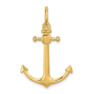 Diamond2Deal 10k Yellow Gold 3-D Small Anchor Shackle Bail Charm