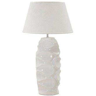 Dmora Dmora - Lámpara de mesa Stencil, Luz de escritorio, Luz de oficina, Lámpara de trabajo, Blanco, 45x45 h83 cm