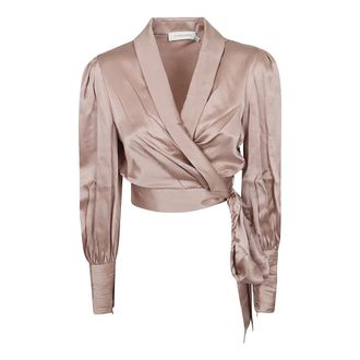 Zimmermann Blouses, female, Pink, Size: S Silk Wrap Top