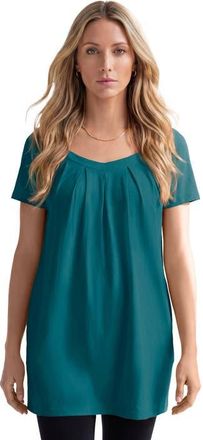 Roaman's Ultimate Pleatneck Tunic in Deep Turquoise at Nordstrom, Size Medium