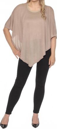Joseph Ribkoff Metallic Sweater Knit Poncho Top In Dune/gold