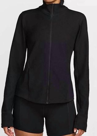 Nike Womens One Ribbed Full Zip Mid Layer Top In Dark Green