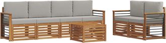 vidaXL Conjunto De Sof&aacute;s De Exterior 7 Uds. Natural Y Gris Claro Vidaxl