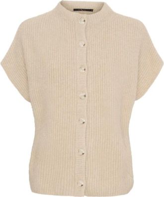 BTF-CPH Korte Mouw Oversized Vest - Dames - Overhemden - Beige - XS - Wol - Overhemden