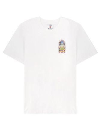 Casablanca White Artistic Floral Printed T-Shirt
