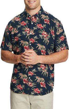 Johnny Bigg Regular Fit Hibiscus Short Sleeve Button-Down Shirt in Rust at Nordstrom Rack, Size X-Large
