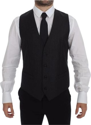 Dolce & Gabbana Gilet - Heren - Gillet - Zwart - M - Wol - Kostuums