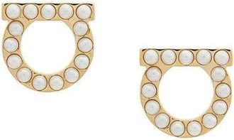 Ferragamo Stud Oorbellen met Gancini Logo - Dames - Oorbellen - Geel - ONE Size - Accessoires