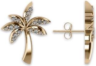 Allurez Diamond Palm Tree Summer Earrings 14k Yellow Gold (0.20ct)