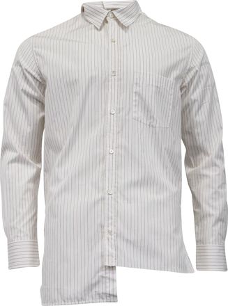 Lanvin Striped Asymmetric Long Sleeve Shirt in White Cotton