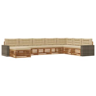 vidaXL Conjunto De Sof&aacute;s De Exterior Con Coj&iacute;n 8 Pcs Natural Y Beige Vidaxl