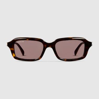Gucci Rectangular Frame Sunglasses, Beige