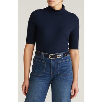 Universal Standard Savvy Short Sleeve Turtleneck Sweater in Navy Blue at Nordstrom, Size Xs