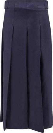 Semicouture Midi Rok - Dames - Midirokken - Blauw - XL - Wol - Rokken