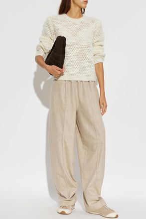 Fabiana Filippi Wool Trousers With Crease, Womens, Beige