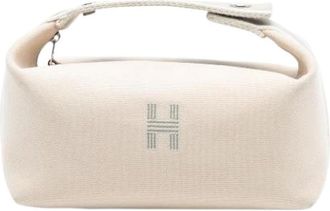 Herm&egrave;s Pre-owned Mini Bags, female, Beige, Size: ONE SIZE Pre-owned Canvas Pouch