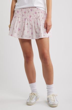 BP. Drop Waist Flare Cotton Skort in Pink Kelly Flora at Nordstrom, Size Xx-Small