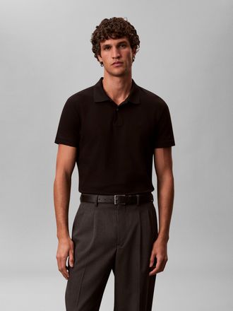 Calvin Klein Poloshirt CALVIN KLEIN SS SLIM REFINED PIQUE POLO, Herren, Gr. XL, schwarz, Jersey, Obermaterial: 95% Baumwolle, 5% Elasthan, unifarben, slim fit norm
