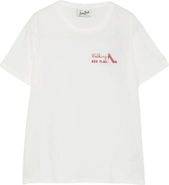 MC2 Saint Barth T-shirt Emilie Walking Red Flag - - Tops - Donna - Bianco - S