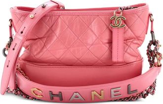 Chanel Gabrielle with Logo Handle Quilted Aged Calfskin Medium hobo bag - Rosa