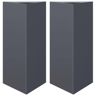Berkfield Home Garden Planters 2 pcs Anthracite Triangular 40x34.5x70 cm Steel in Charcoal
