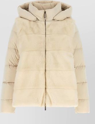 Moorer cashmere shearling panel quilted down jacket