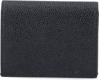 Thom Browne Refined Black Leather Wallet with Tricolor Grosgrain Lining