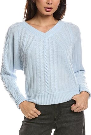 Fort&eacute; Cashmere Diagonal Cable V-Neck 100% Cashmere Sweater
