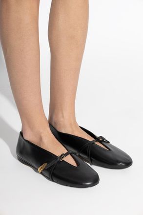 Moschino Leather Ballet Flats, Womens, Black