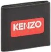 Kenzo Accessoires, Heren, Zwart, ONE Size, Katoen, Frontal Logo Leren Portemonnee